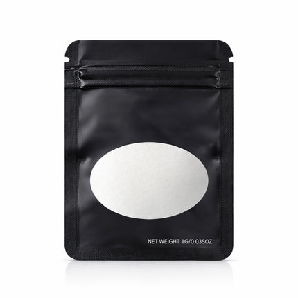 100 Pack – 1g Solid Color Mylar Bags with Oval Window - Black