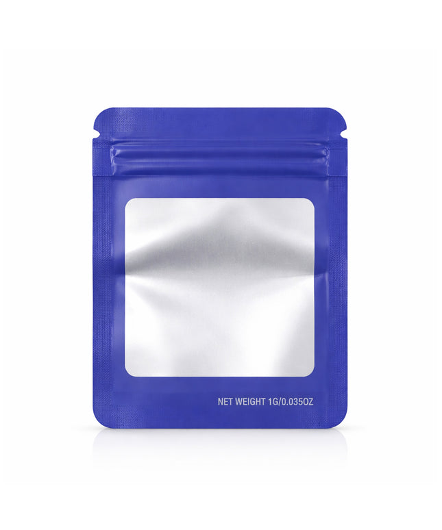 100 Pack – 1g Solid Color Mylar Bags with Square Window - Purple