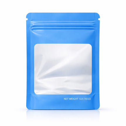 25 Pack – 1lb Solid Color Mylar Bags with Square Window - Light Blue