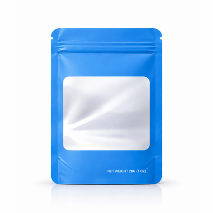 50 Pack – 28g Solid Color Mylar Bags with Square Window - Light Blue