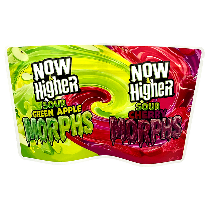 50 Pack 3.5g 2-in-1 Split Dual Graphic Mylar Bags - Chewy Fruit Morphs