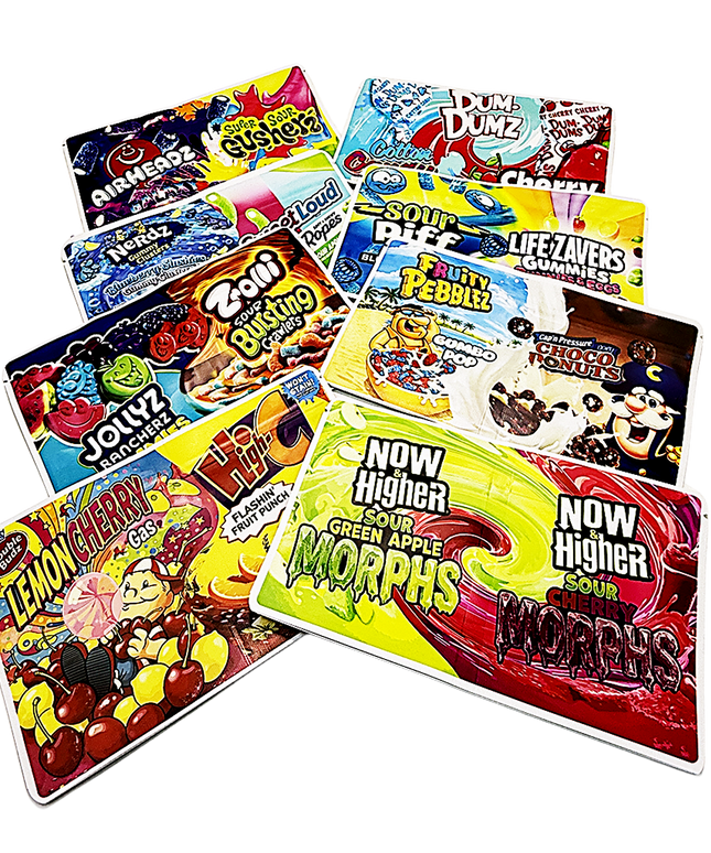 3.5g 2-in-1 Split Mylar Bags - 32 Sleeves with Dual Designs