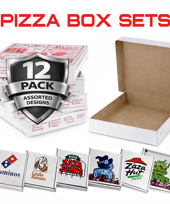 12 Pack Pizza Shaped Bags & Boxes Set Mystery Retail Packaging Pouches - Assorted Designs(Copy)
