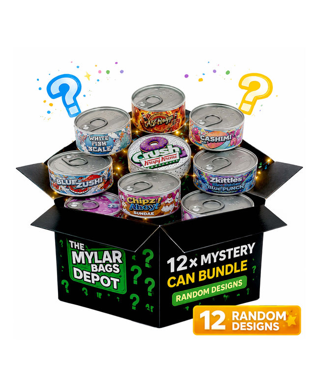 10 Pack 3.5g Pull-Top Tin Can Storage Containers - Exotic Designs
