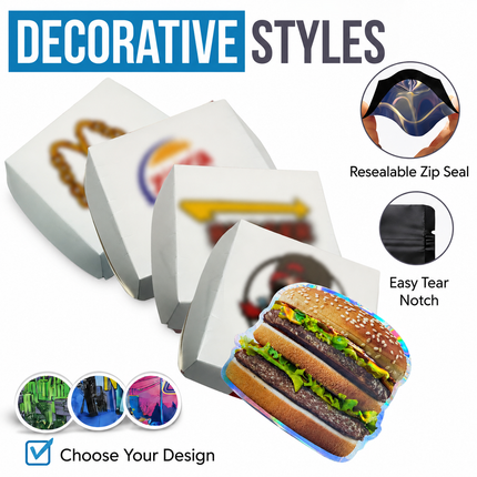 12 Pack - Hamburger-Themed Gift Box Set – Choose 1 of 4 Styles