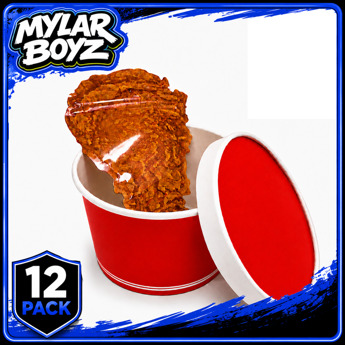 12-Pack 3.5g Chicken Bucket Style Mylar Bags & Buckets Packaging Set