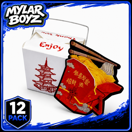 12 Pack Takeout Box with Noodle Storage Pouches – Choose Your Design