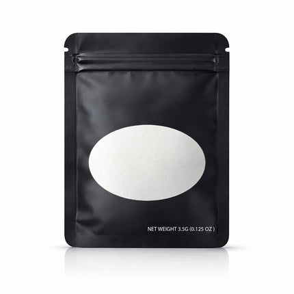 50 Pack – 3.5g Solid Color Mylar Bags with Oval Window - Black