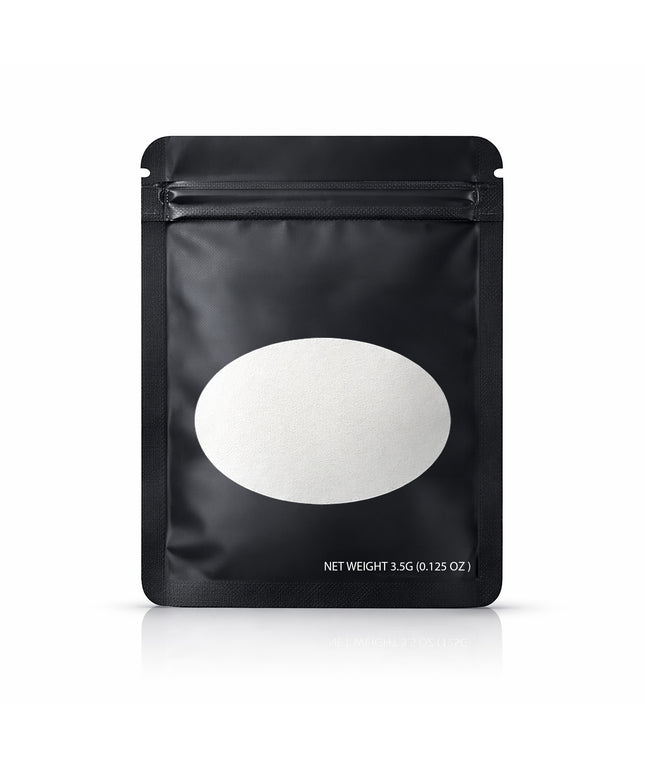 50 Pack – 3.5g Solid Color Mylar Bags with Oval Window - Black
