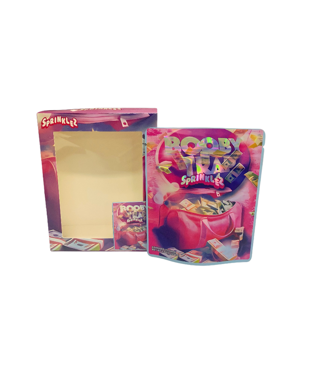 3.5g Shaped Pouches with Clear Window Boxes - 25 Pack
