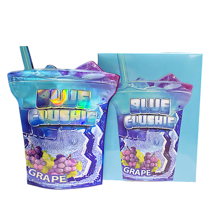 3.5g Shaped Mylar Bag with Box – Blue Zlushie Design, 25 Pack