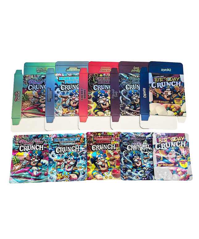 25-Pack 3.5g Shaped Mylar Bags & Boxes – Crunch Berries Style