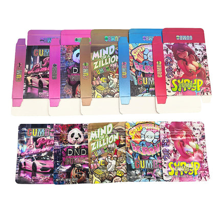 25-Pack 3.5g Shaped Mylar Bags & Boxes – Gumbo Styles 1