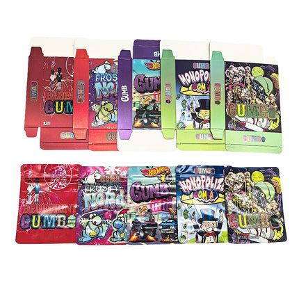 25-Pack 3.5g Shaped Mylar Bags & Boxes – Gumbo Styles 2