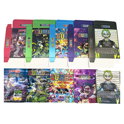 25-Pack 3.5g Shaped Mylar Bags & Boxes – Gumbo Styles 3