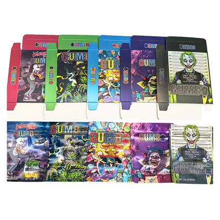 25-Pack 3.5g Shaped Mylar Bags & Boxes - Gumbo Styles 3