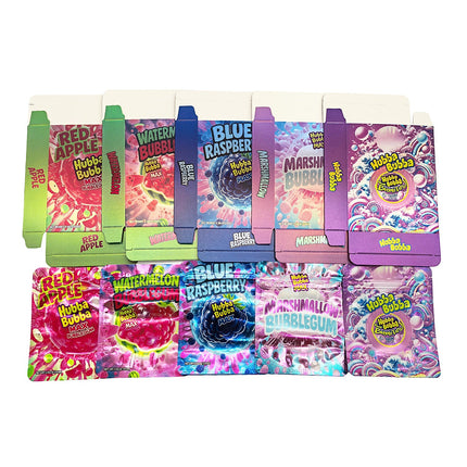 25-Pack 3.5g Shaped Mylar Bags & Boxes – Bubble Chew Gum Flavor