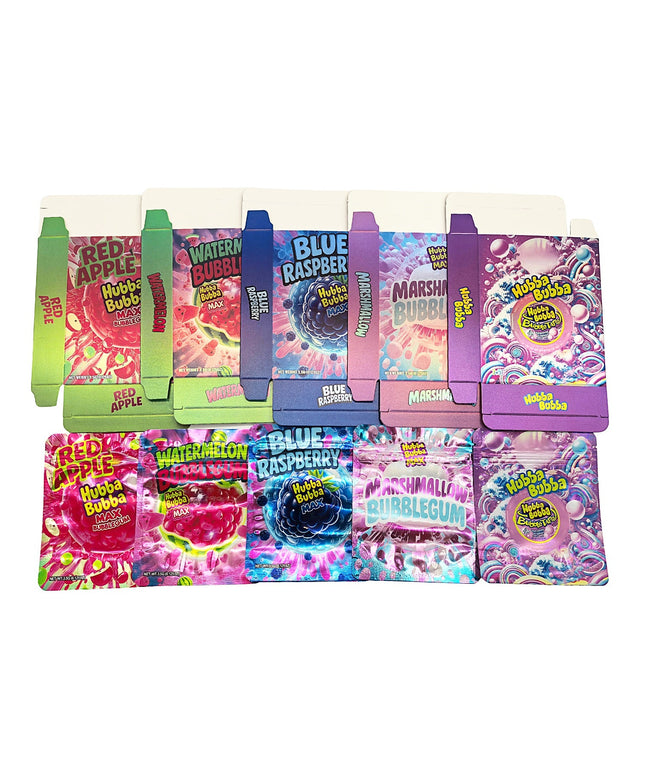 25-Pack 3.5g Shaped Mylar Bags & Boxes – Bubble Chew Gum Flavor