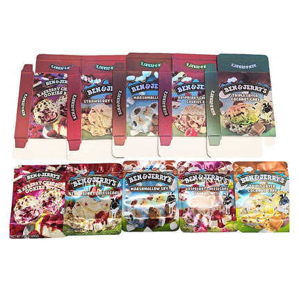 25-Pack 3.5g Shaped Mylar Bags & Boxes – Ben & Jerry’s Ice Cream