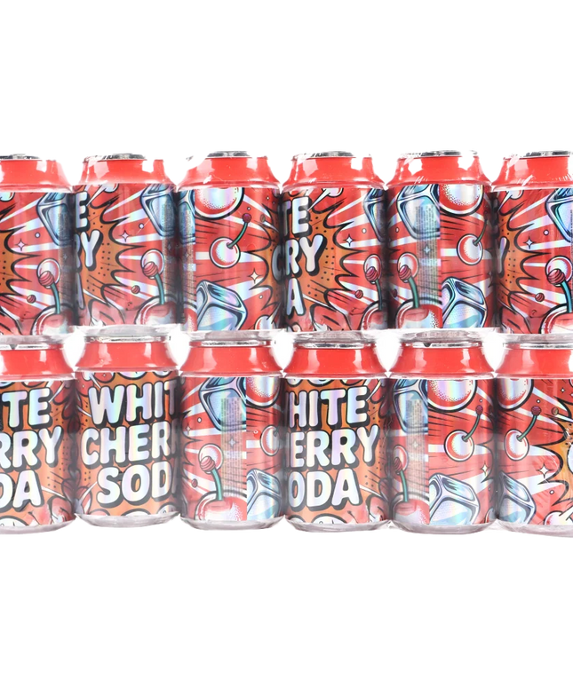 12 Pack Soda Can Style Plastic Storage Containers - White Cherry Design