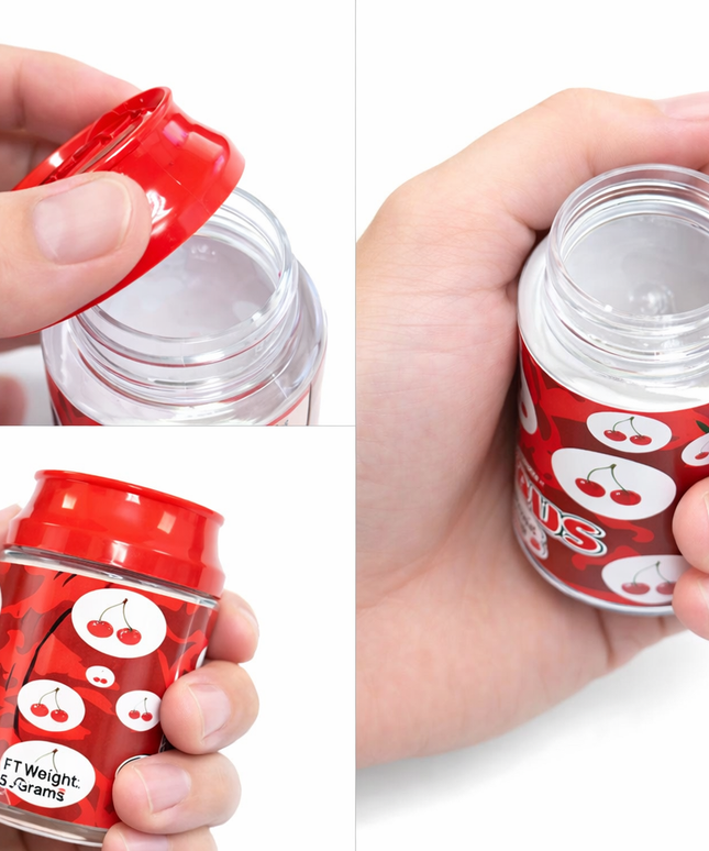 12 Pack 3.5g Soda Can Style Plastic Storage Containers - Bear Design