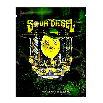 1g Sour Lemon Graphic Mylar Bags – 100 Count