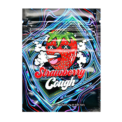 1g Strawberry Graphic Mylar Bags – 100 Count