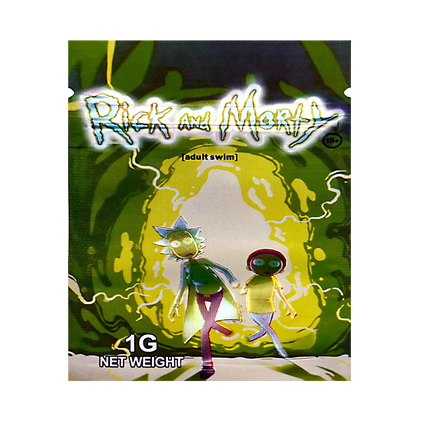 100 Pack 1g Mini Mylar Bags – Cartoon Duo Graphic Design