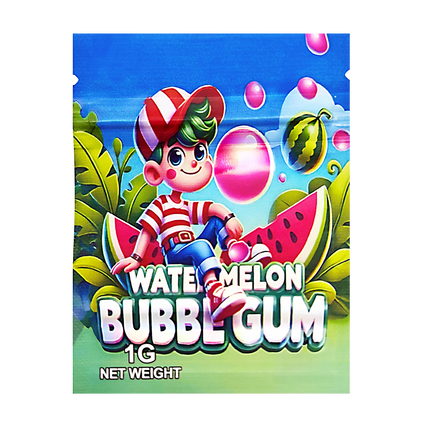 100 Pack 1g Mini Mylar Bags – Watermelon Bubblegum Design