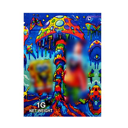 100 Pack 1g Mini Mylar Bags – Sponge-Inspired Cartoon Design