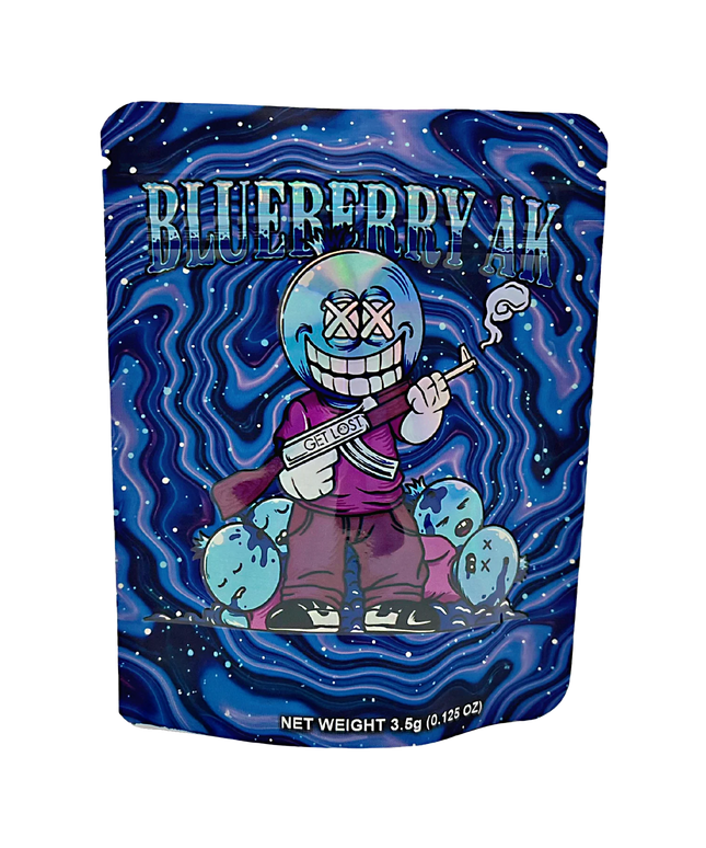 12. 50 Pack 3.5g Mylar Bags - Blueberry Graphic Design