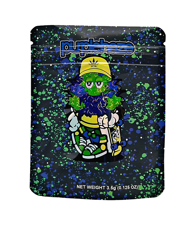 50 Pack 3.5g Mylar Bags - Purple Graphic Design