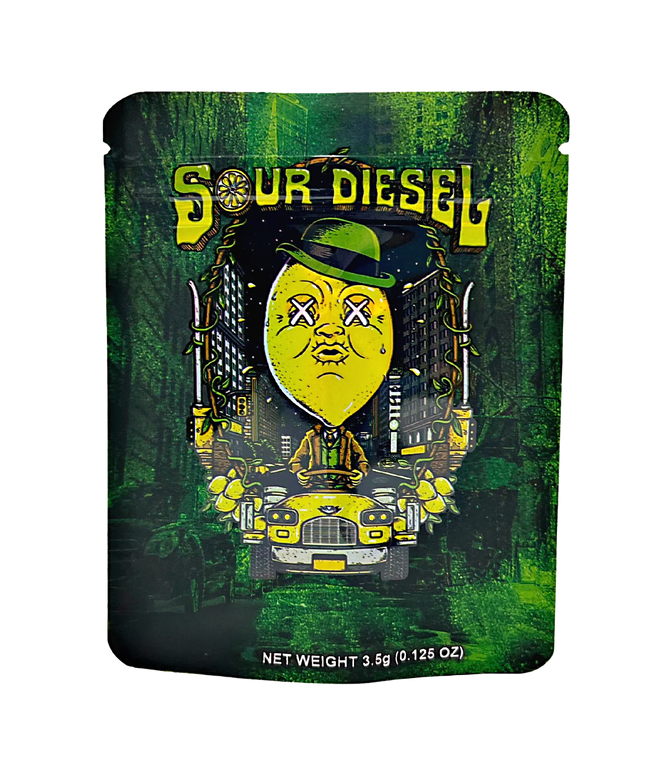 50 Pack 3.5g Mylar Bags - Sour Lemon Design