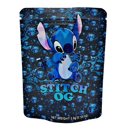 50 Pack 3.5g Mylar Bags – Stitch-Inspired Design