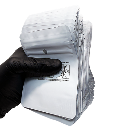 3.5g White Plain Mylar Storage Pouches - 50 Pack, 4 x 5 Inch