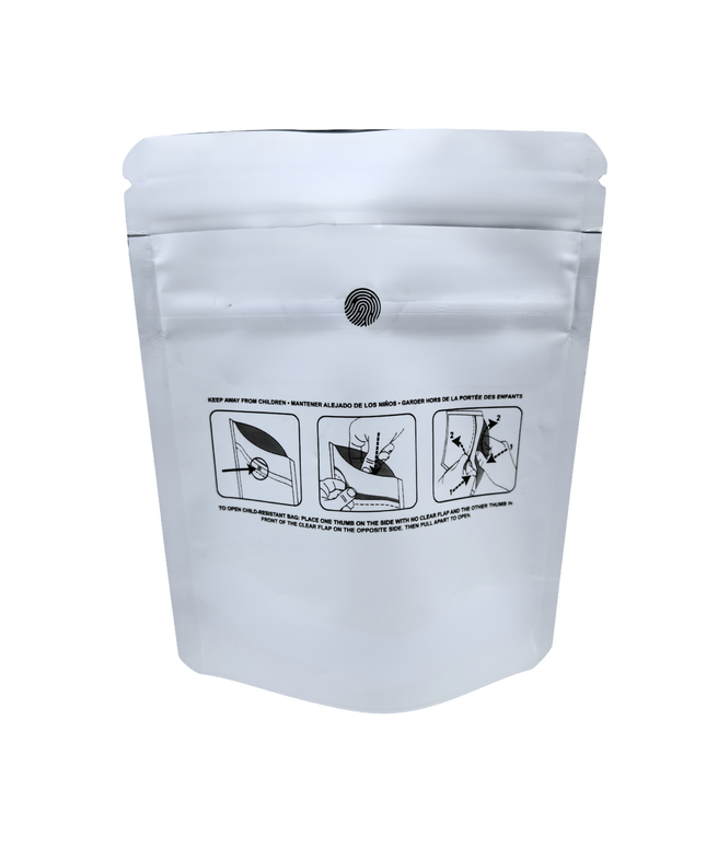 3.5g White Plain Mylar Storage Pouches - 50 Pack, 4 x 5 Inch