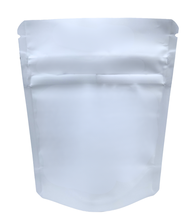 3.5g White Plain Mylar Storage Pouches - 50 Pack, 4 x 5 Inch