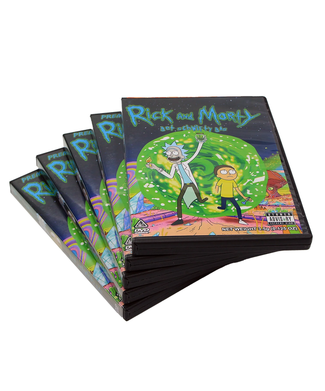 5-Pack 3.5g DVD Case & Mylar Bag Combo – Cartoon Space Design