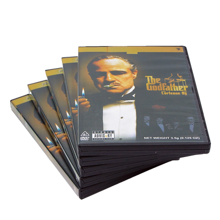 5 Pack 3.5g DVD-Style Mylar Bags & Cases – Classic Film Design