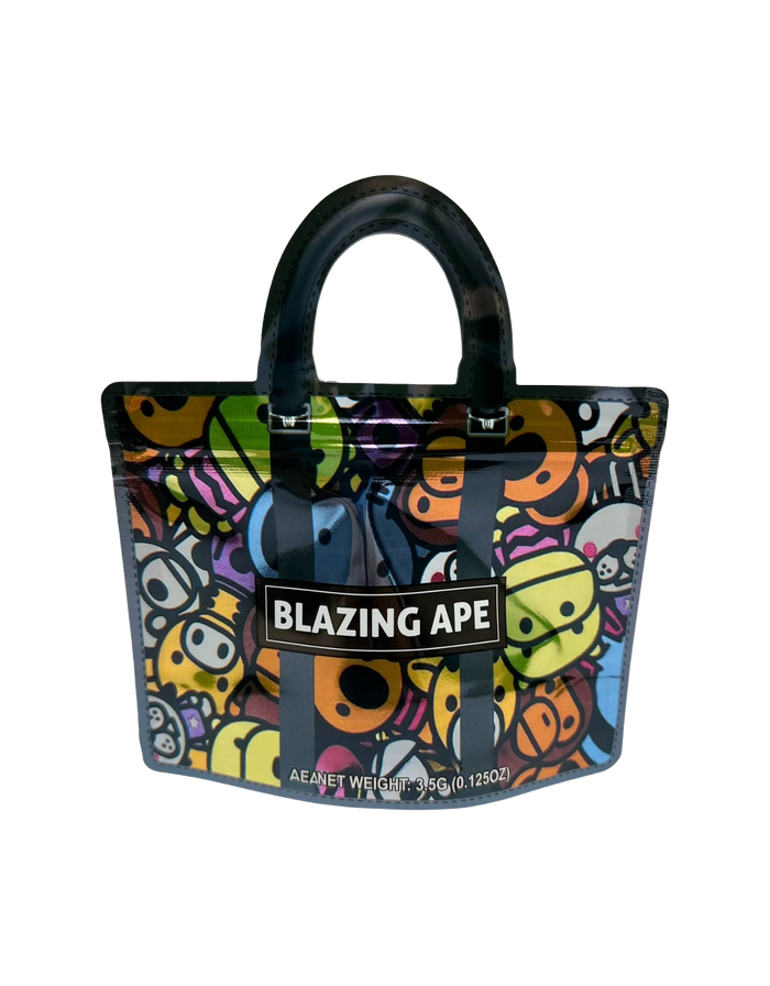 50 Pack 3.5G Handbag-Style Mylar Bags - Colorful Ape Design