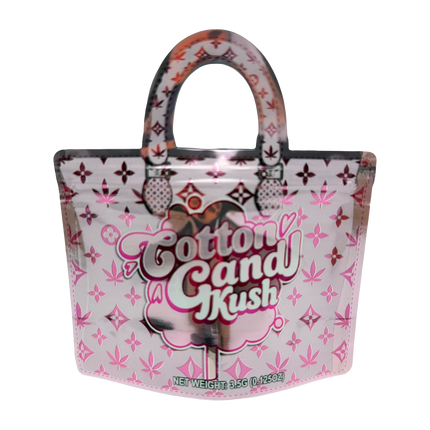 50 Pack 3.5G Handbag-Style Mylar Bags – Cotton Candy Design