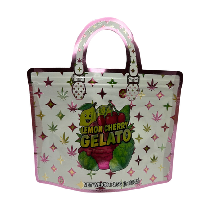50 Pack 3.5G Handbag-Style Mylar Bags – Lemon Cherry Design