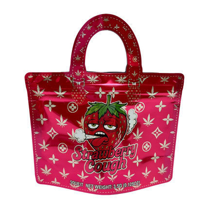 50 Pack 3.5G Handbag-Style Mylar Bags – Strawberry Design