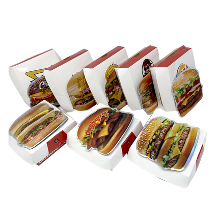 12 Pack Burger Style Zip Seal Pouches with Display Boxes - ZaDonald’z Double Burger