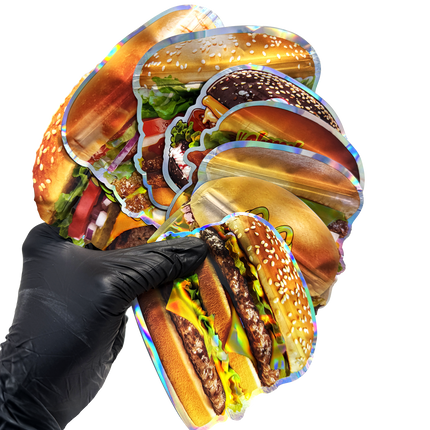 12 Pack Burger Style Zip Seal Pouches with Display Boxes - ZaDonald’z Double Burger