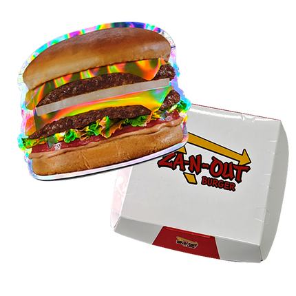 12 Pack Burger Style Zip Seal Pouches with Display Boxes - Za-N-Out Burger