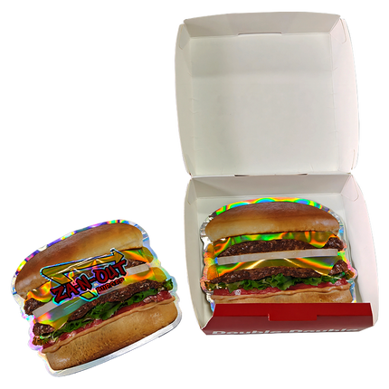 12 Pack Burger Style Zip Seal Pouches with Display Boxes - Za-N-Out Burger