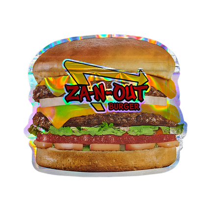 12 Pack Burger Style Zip Seal Pouches with Display Boxes - ZaDonald'z Burger