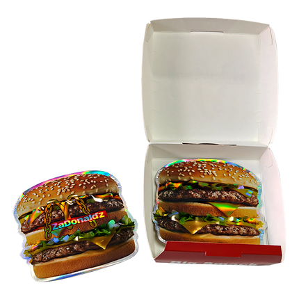 12 Pack Burger Style Zip Seal Pouches with Display Boxes - ZaDonald'z Burger