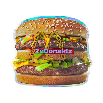 12 Pack Burger Style Zip Seal Pouches with Display Boxes - ZaDonald'z Burger
